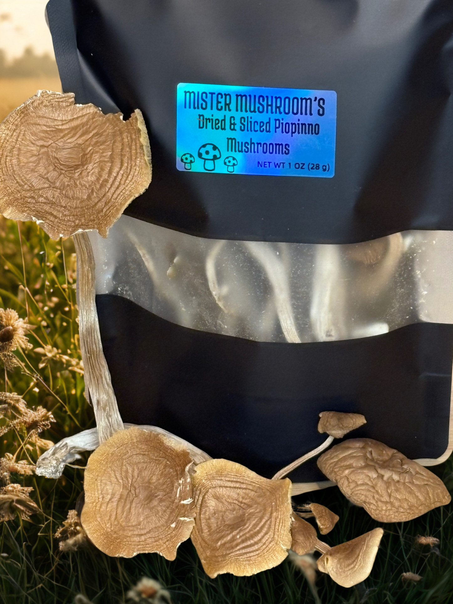 Dried & Sliced Pioppino Mushrooms (Agrocybe aegerita)