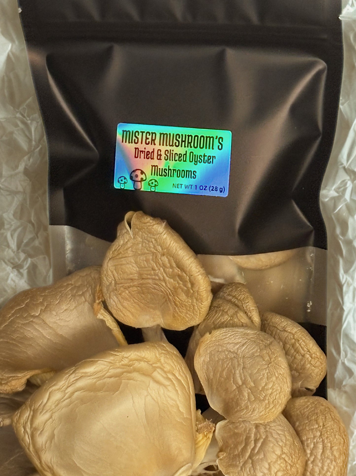 Dried & Sliced Oyster Mushrooms (Pleurotus ostreatus)