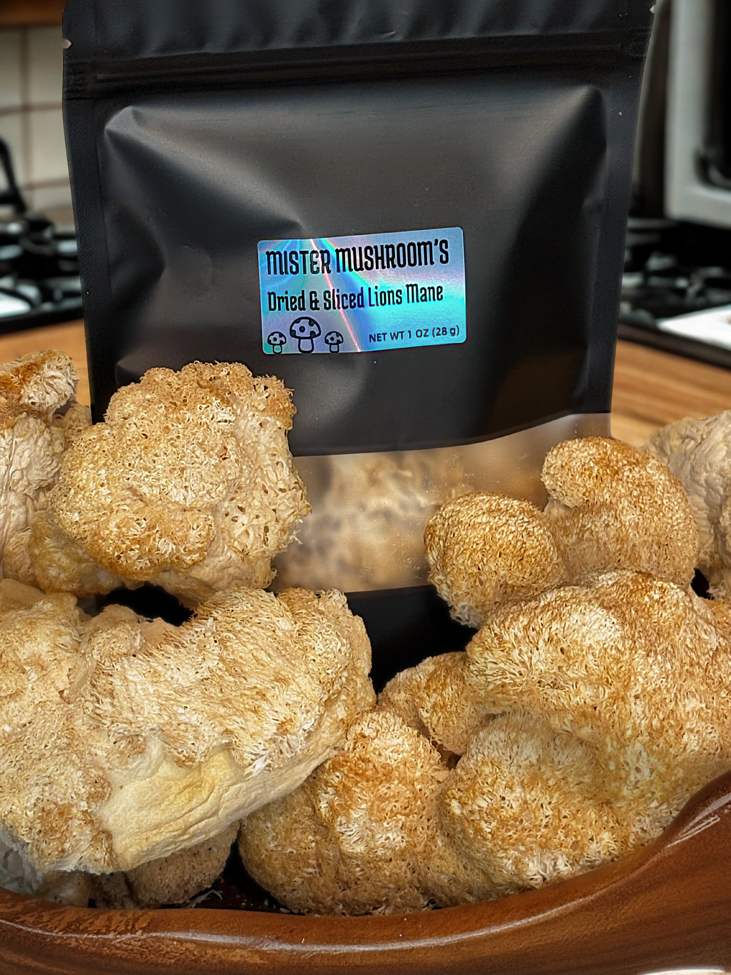 Dried & Sliced Lion’s Mane Mushroom (Hericium erinaceus)