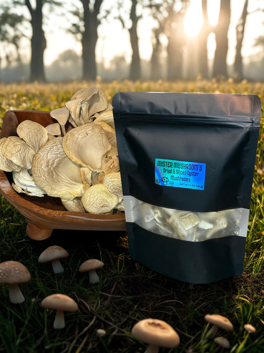 Dried & Sliced Oyster Mushrooms (Pleurotus ostreatus)